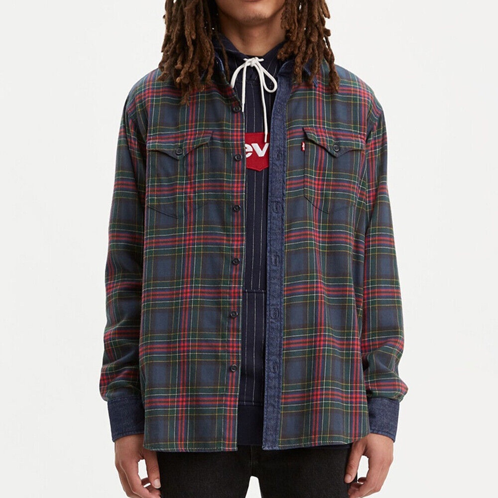 Levi's Modern Barstow Check Shirt Button-Up Shirt with Denim Accents